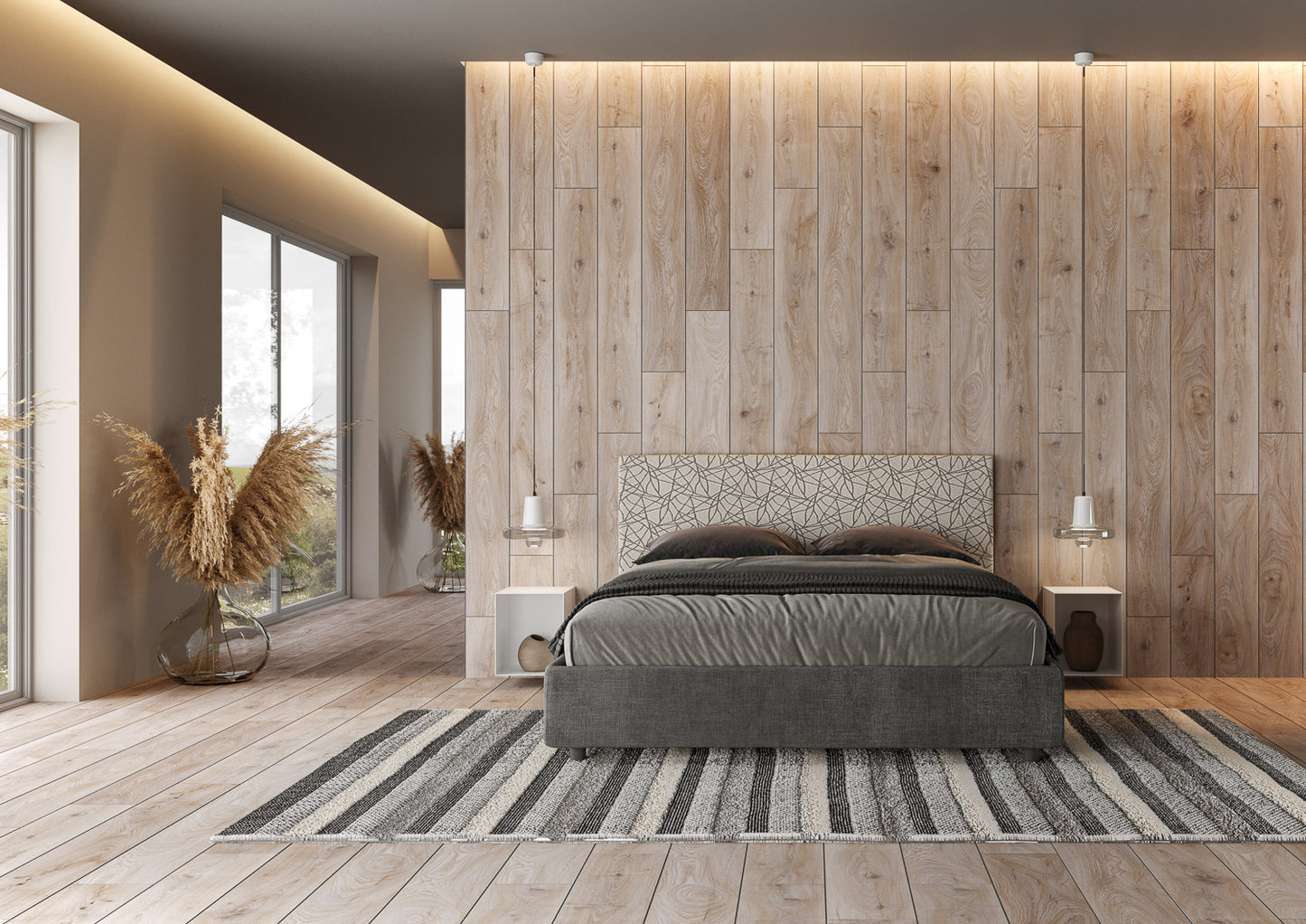 Letto Alba Grigio - ambientato