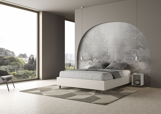 Letto senza Testata a scelta giroletto, contenitore o con rete a doghe Similpelle Bianco - JoyShop Materassi