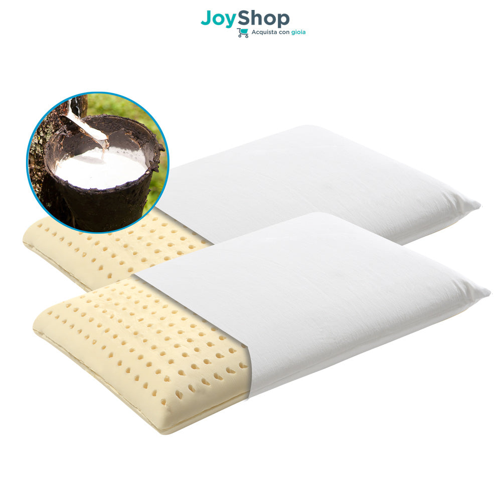 Pair of natural latex pillows with removable cotton covers - NATURE H12