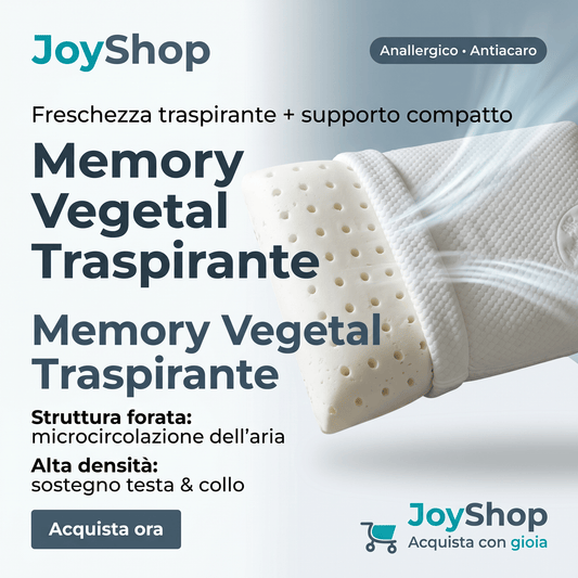 Coppia di cuscini in memory Vegetal in offerta con tessuto in cotone sfoderabile - Altezza 10 cm - JoyShop Materassi