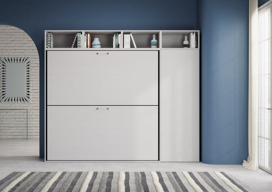 Letto a Scomparsa Orizzontale Nido I Bianco Frassino con Armadio – Salvaspazio | NIDO - JoyShop Materassi 2