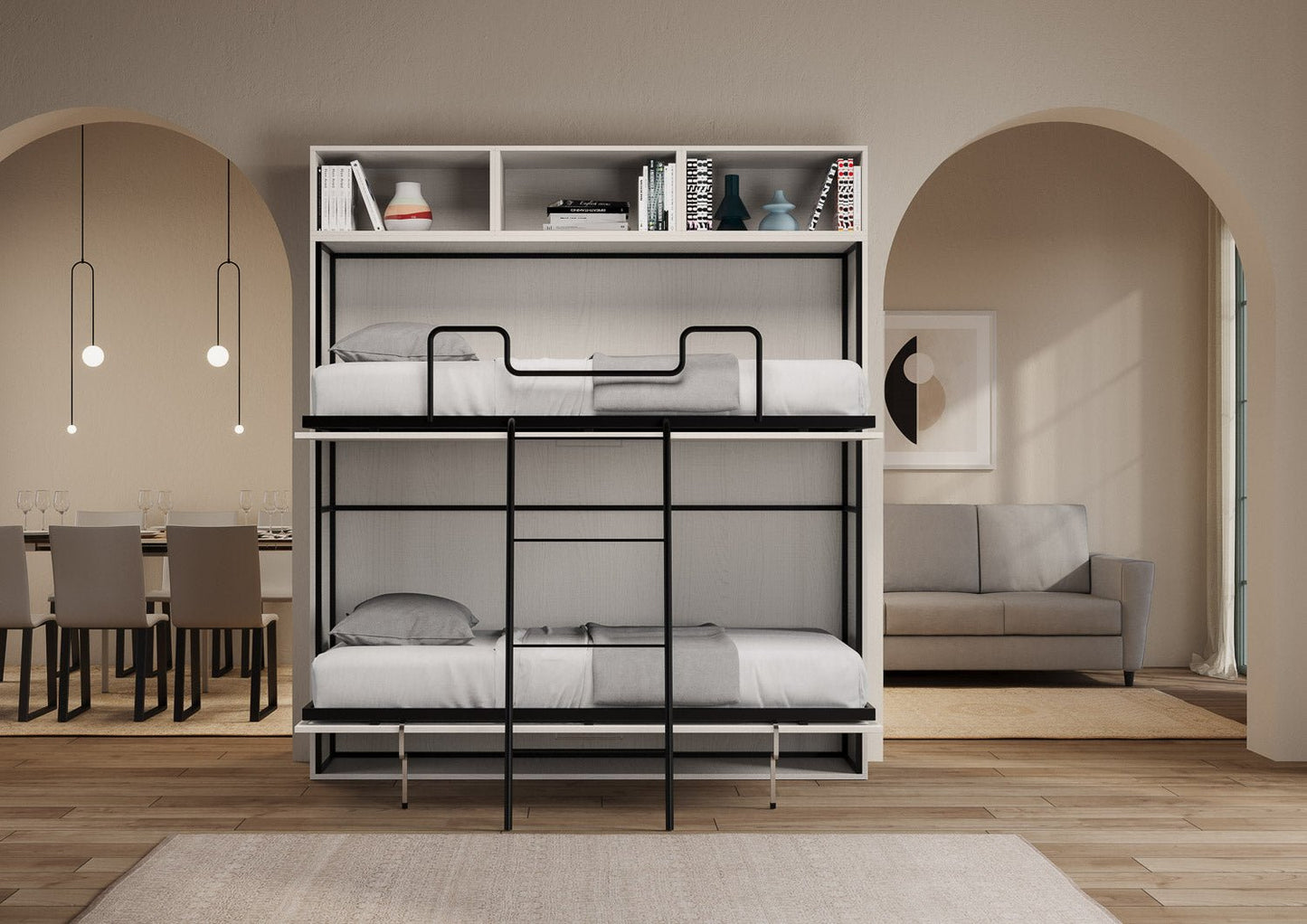 Letto a Scomparsa Orizzontale Nido L Bianco Frassino con Vani a Giorno – Salvaspazio | NIDO - JoyShop Materassi 3
