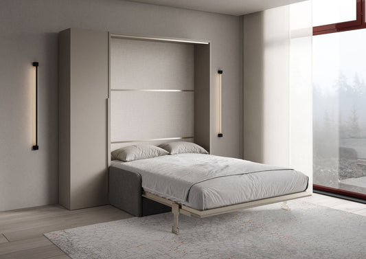 Letto a Scomparsa Verticale Alcova Argilla con Divano e Armadio 1 Anta – Salvaspazio | ALCOVA - JoyShop Materassi 2
