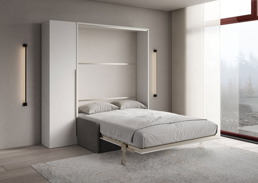 Letto a Scomparsa Verticale Alcova Bianco con Divano e Armadio 1 Anta – Salvaspazio | ALCOVA - JoyShop Materassi 2