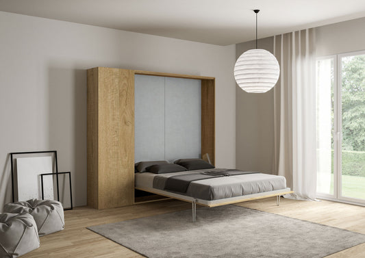 Letto a Scomparsa Verticale Vertika Quercia Natura con Colonna – Salvaspazio | VERTIKA - 160 (matrimoniale) - JoyShop Materassi