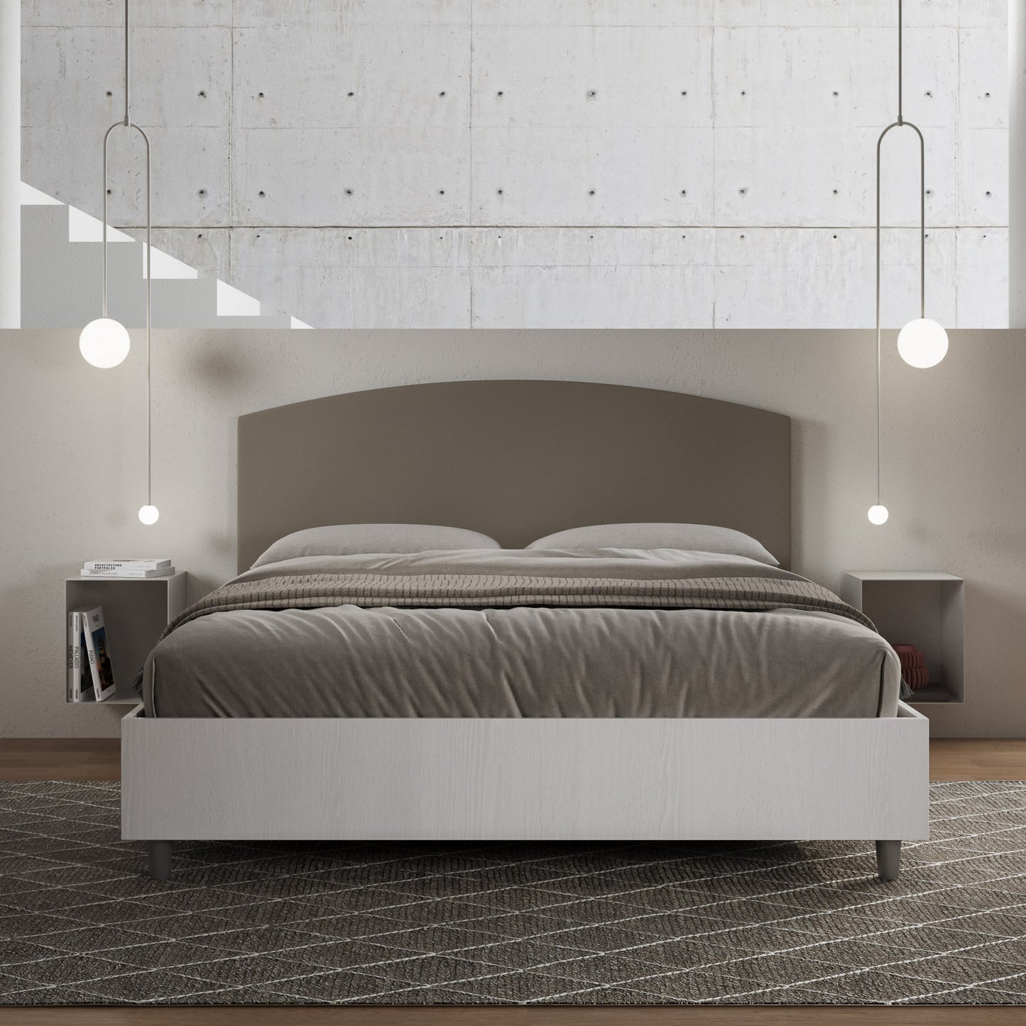 Letto Aurea Cappuccino - vista frontale quadrata