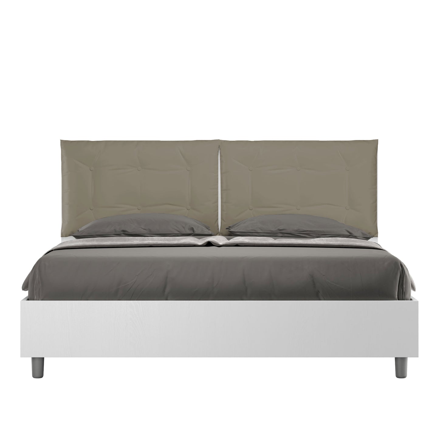 Letto Eco Annalisa Bianco Frassino Testata Cappuccino - vista sfondo bianco