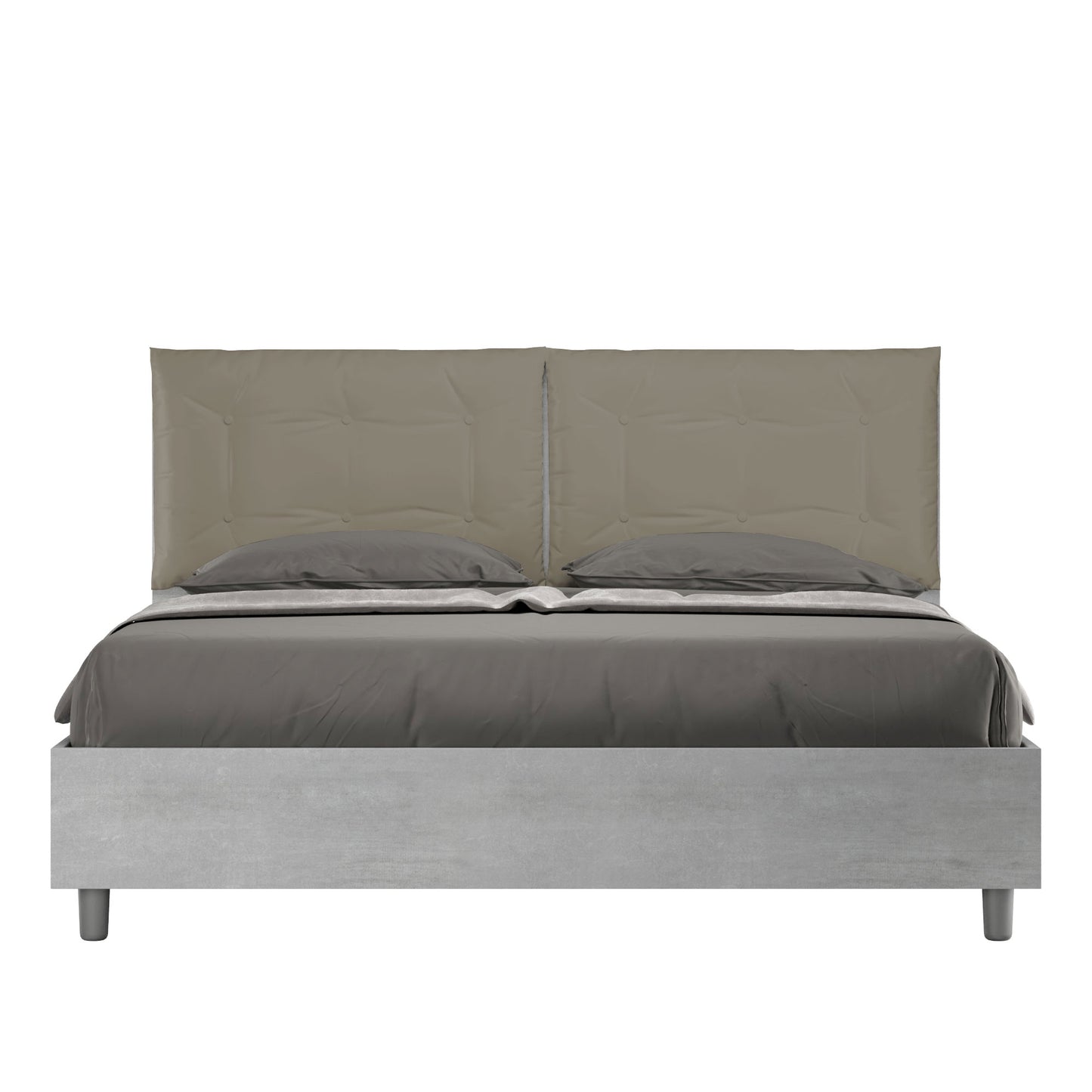 Letto Eco Annalisa Cemento Testata Cappuccino - vista sfondo bianco
