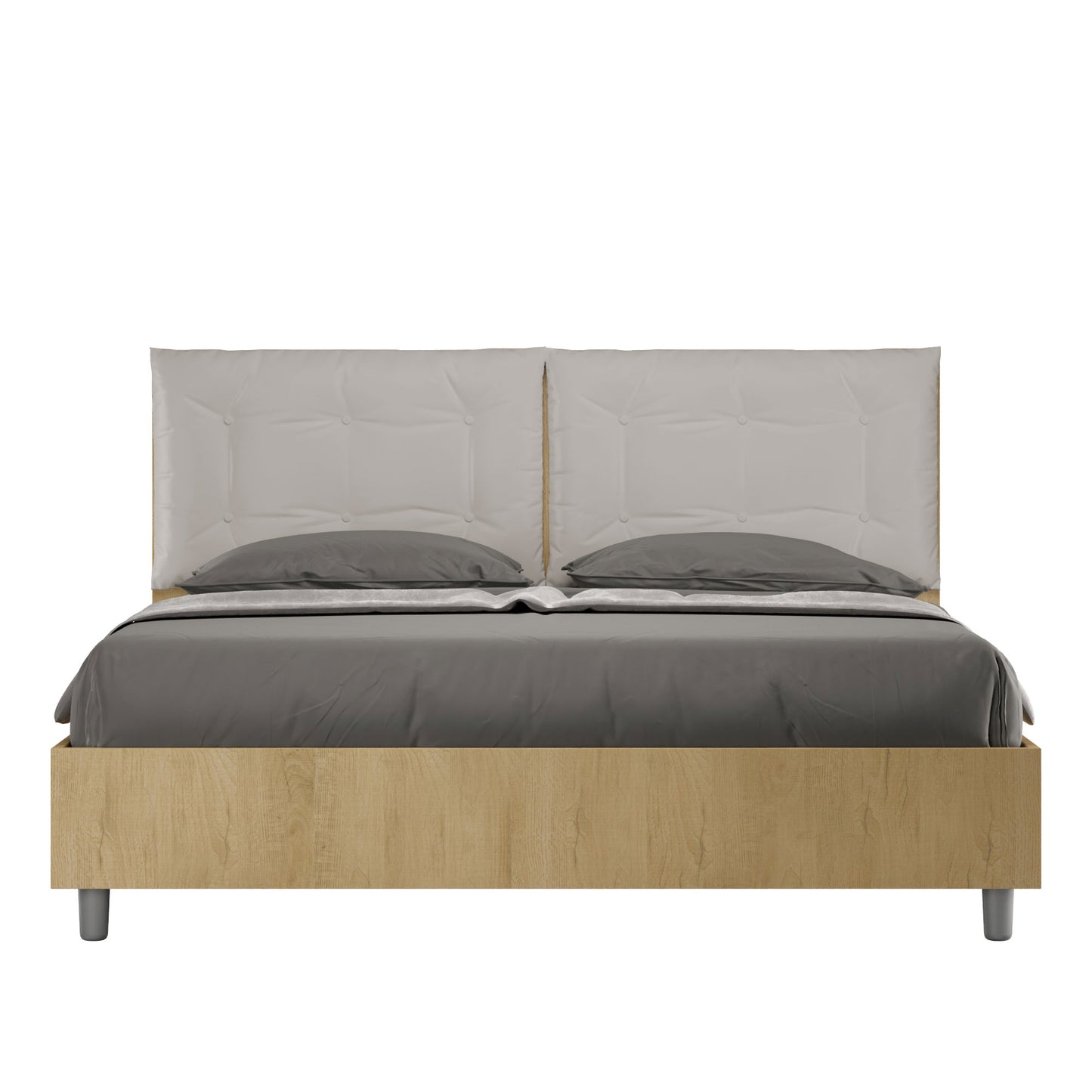 Letto Eco Annalisa Quercia Testata Tortora - vista sfondo bianco
