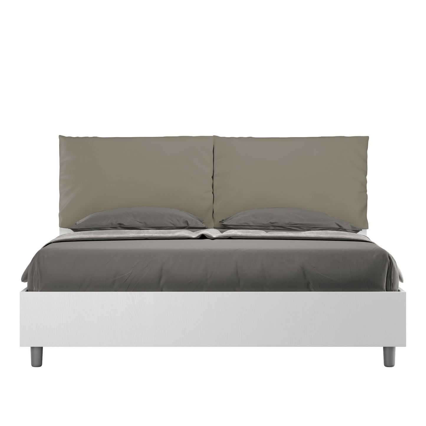 Letto Eco Antea Bianco Frassino Testata Cappuccino - vista sfondo bianco