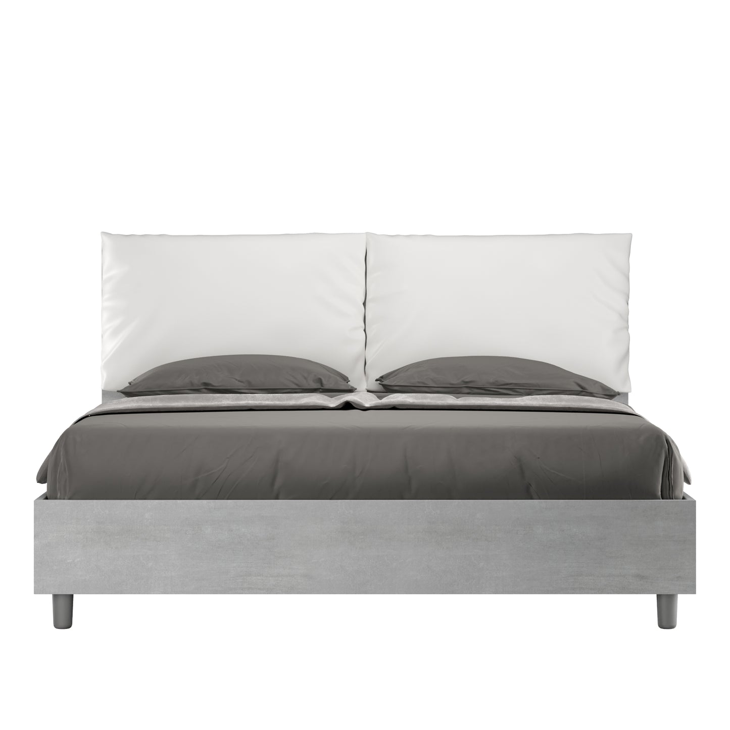 Letto Eco Antea Cemento Testata Bianco - vista sfondo bianco