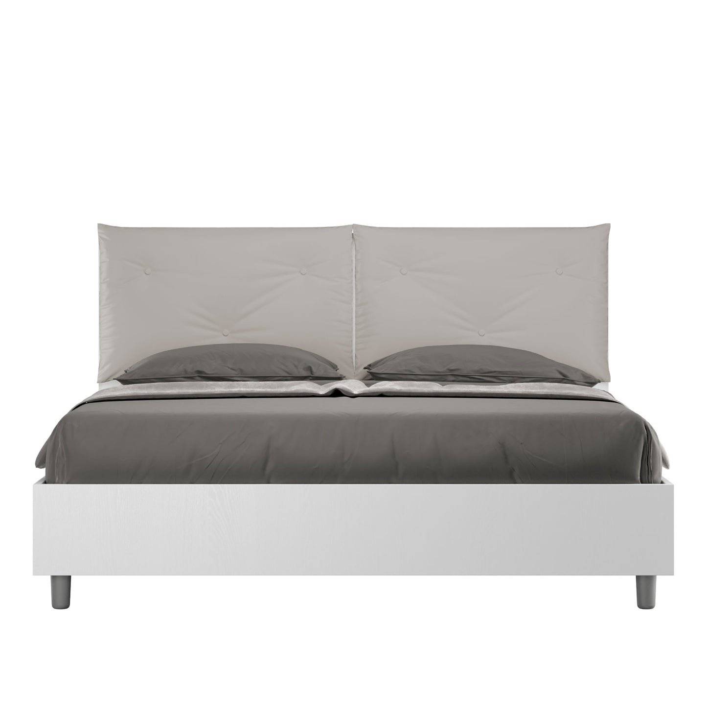 Letto Eco Appia Bianco Frassino Testata Tortora - vista sfondo bianco