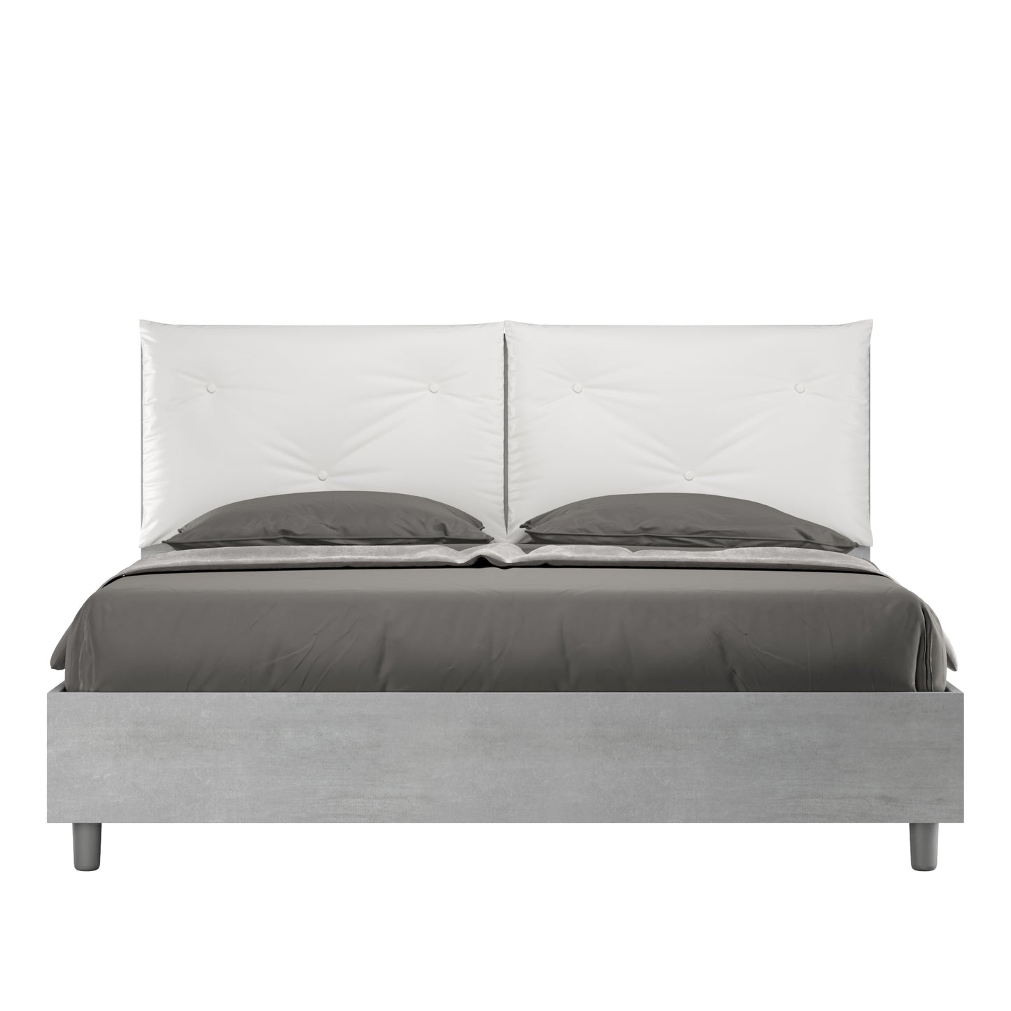 Letto Eco Appia Cemento Testata Bianco - vista sfondo bianco
