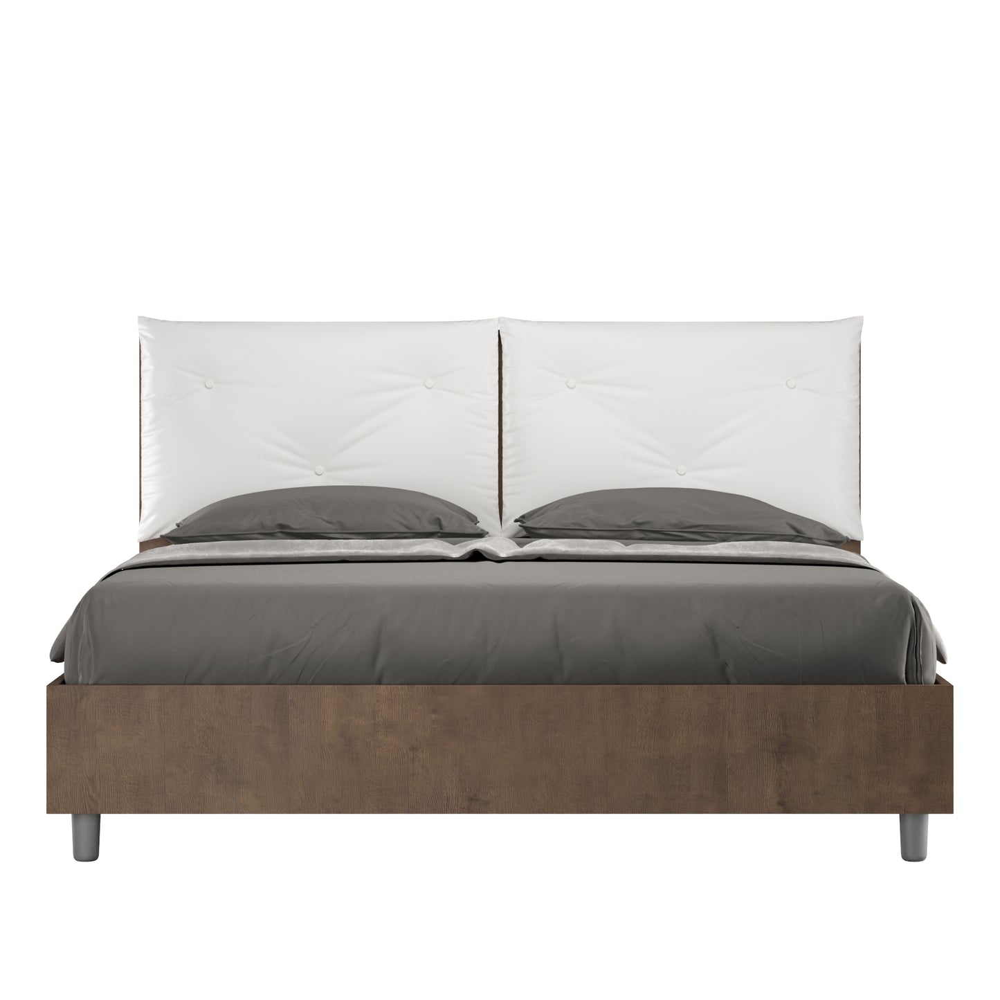 Letto Eco Appia Noce Testata Bianco - vista sfondo bianco