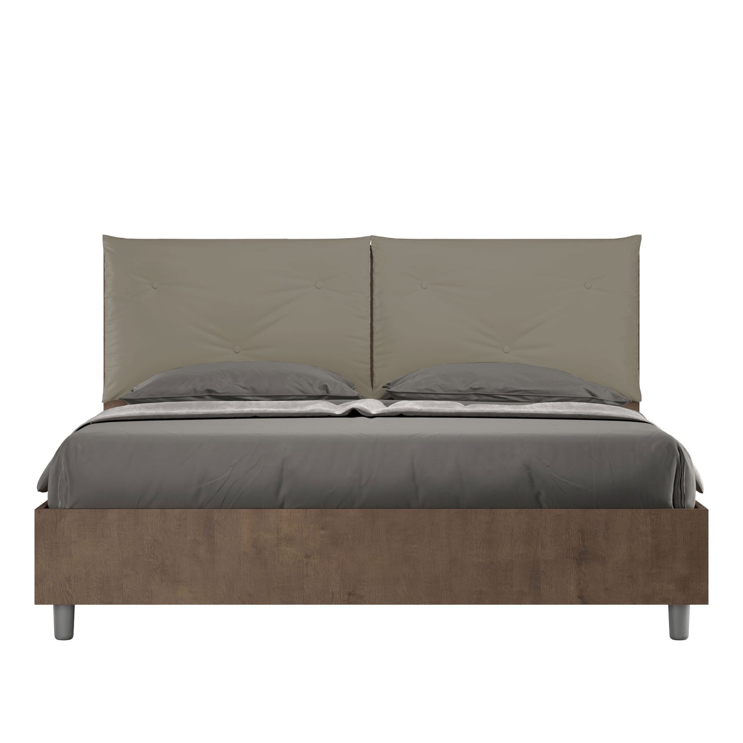Letto Eco Appia Noce Testata Cappuccino - vista sfondo bianco