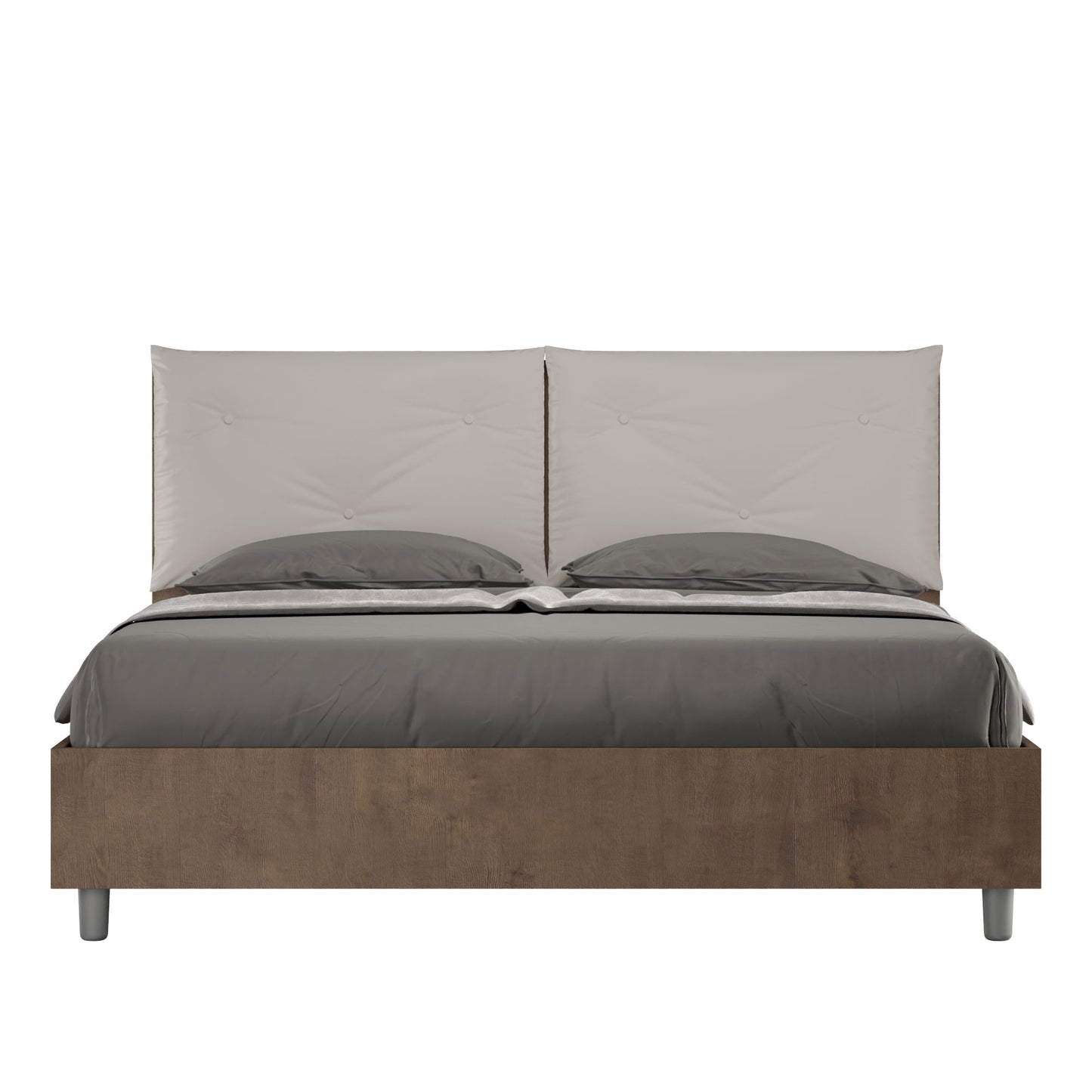 Letto Eco Appia Noce Testata Tortora - vista sfondo bianco