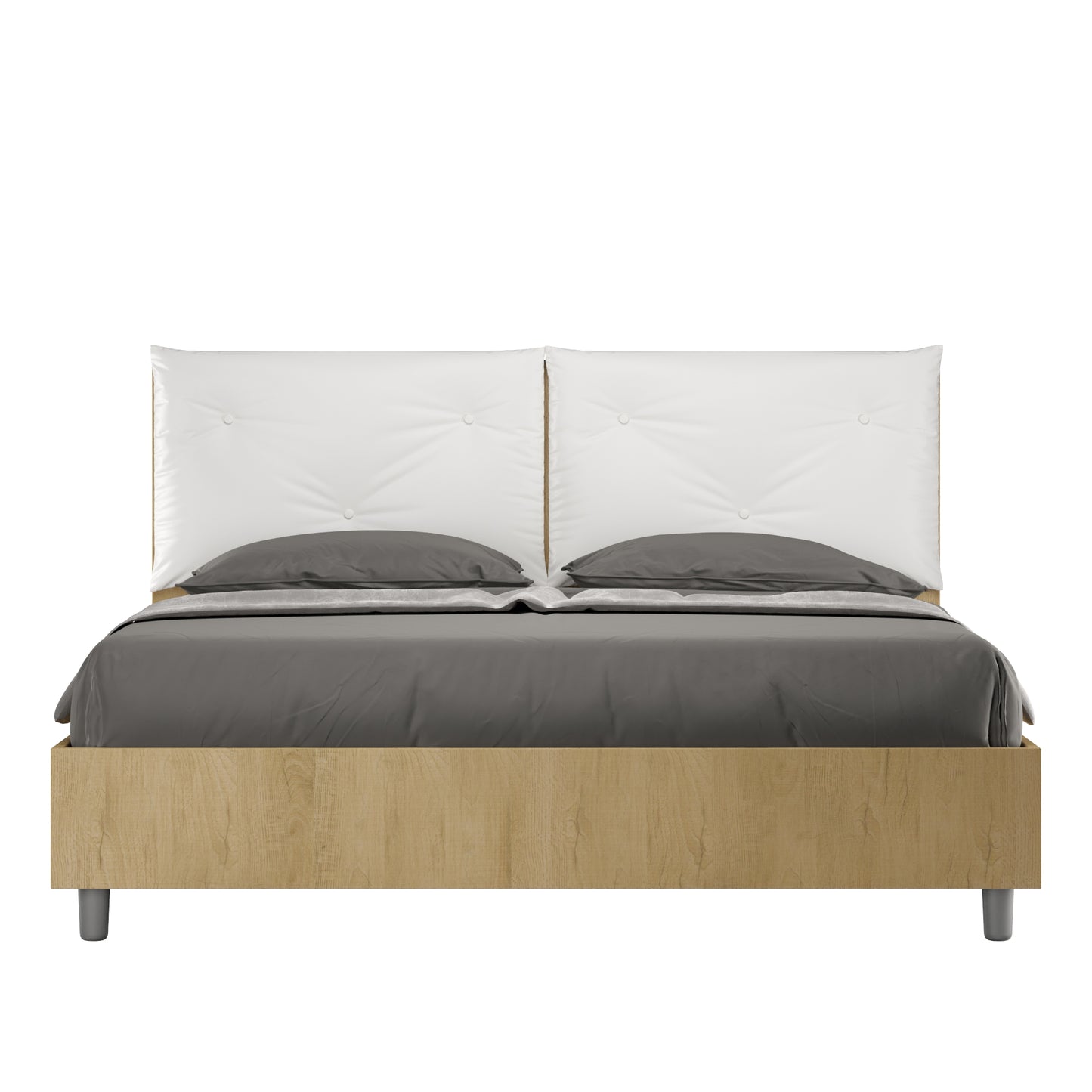 Letto Eco Appia Quercia Testata Bianco - vista sfondo bianco