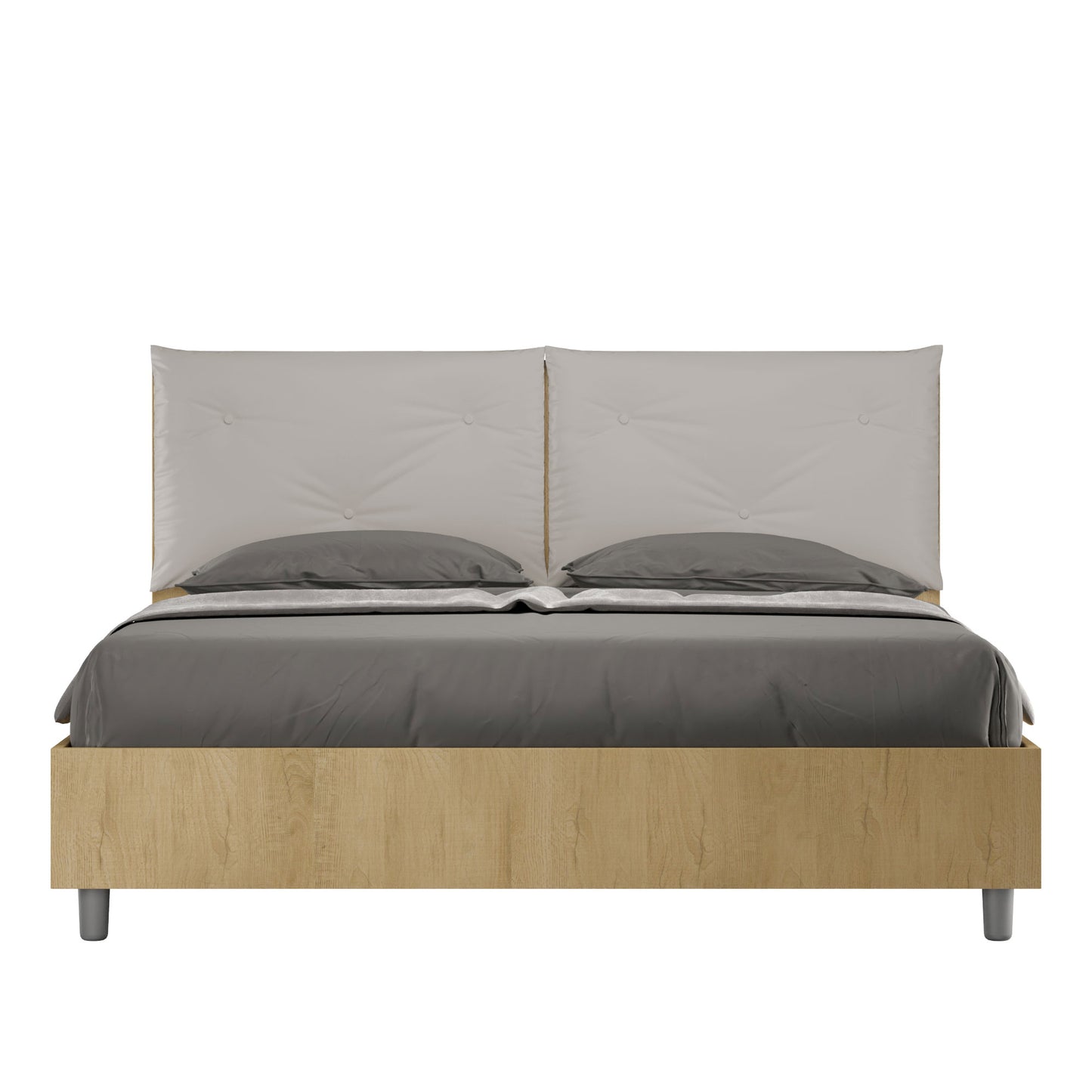 Letto Eco Appia Quercia Testata Tortora - vista sfondo bianco