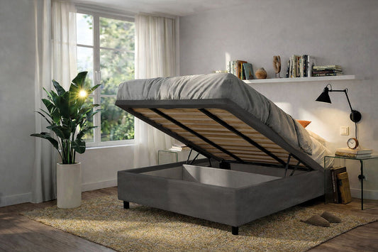 Letto Scrigno Grigio – Contenitore Imbottito, Testata a Scelta - JoyShop Materassi 18