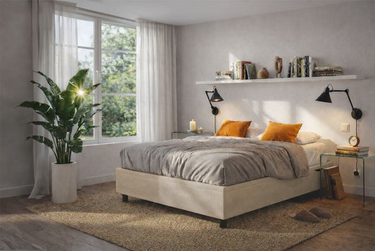 Letto Scrigno Sabbia – Contenitore Imbottito, Testata a Scelta - JoyShop Materassi 2