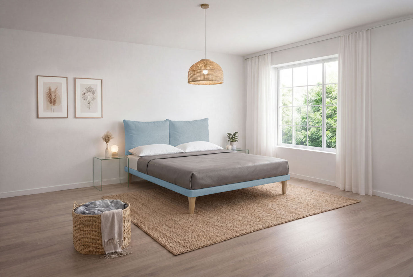 Letto Trama Azzurro – Rete Rivestita, Testata a Scelta - JoyShop Materassi 18