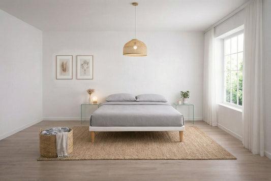 Letto Trama Bianco – Rete Rivestita, Testata a Scelta - JoyShop Materassi 1