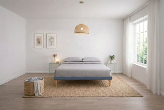 Letto Trama Blu – Rete Rivestita, Testata a Scelta - JoyShop Materassi 1