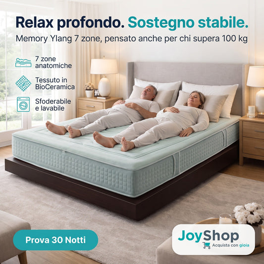 Materasso Memory BioCeramica – 7 Zone, 24 cm, Semirigido | YLANG - JoyShop Materassi 2