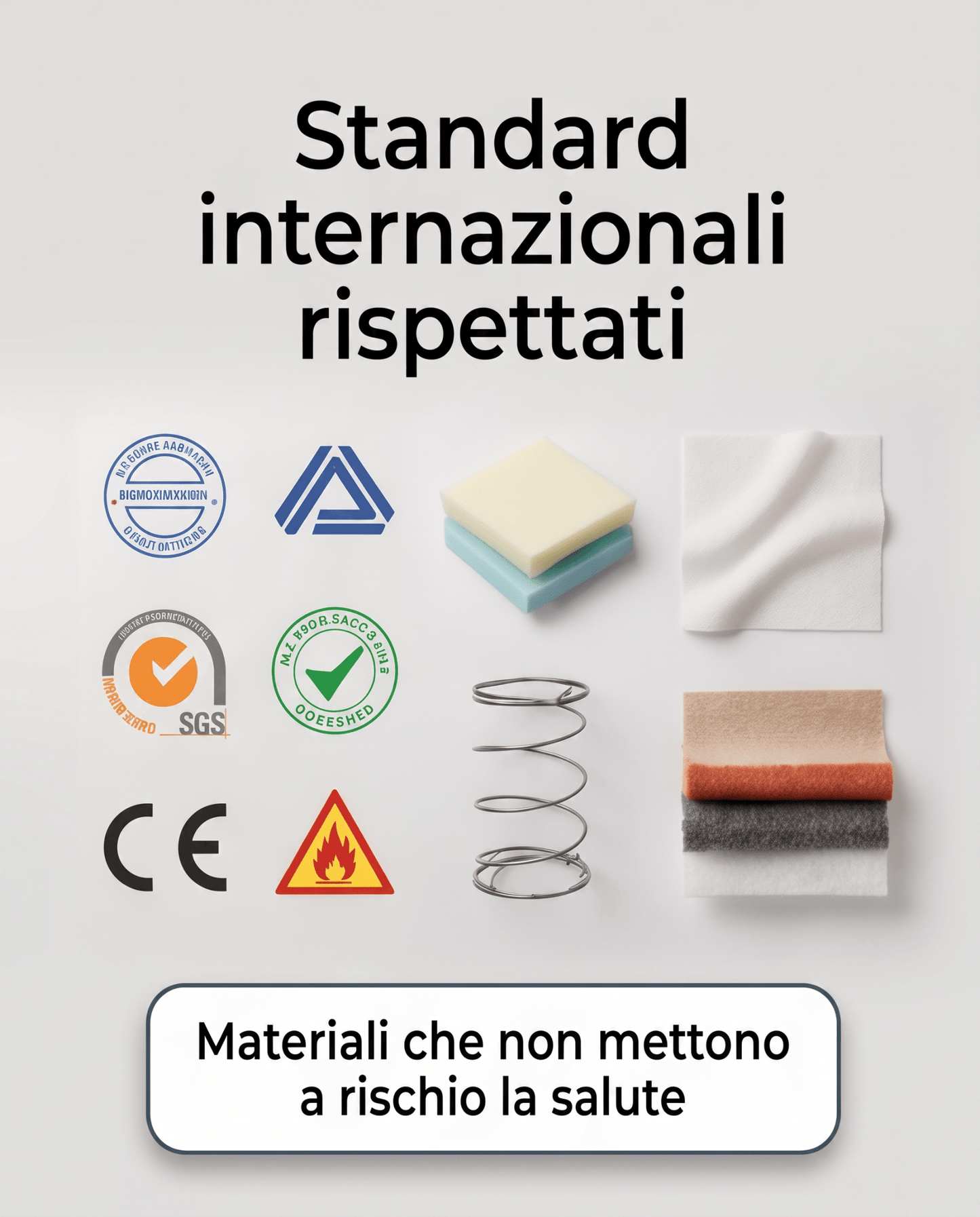 Materasso Modulare Espanso Modello Divano Letto Ignifugo Certificato Classe 1 IM H14 cm - 80x190 Singolo standard - JoyShop Materassi