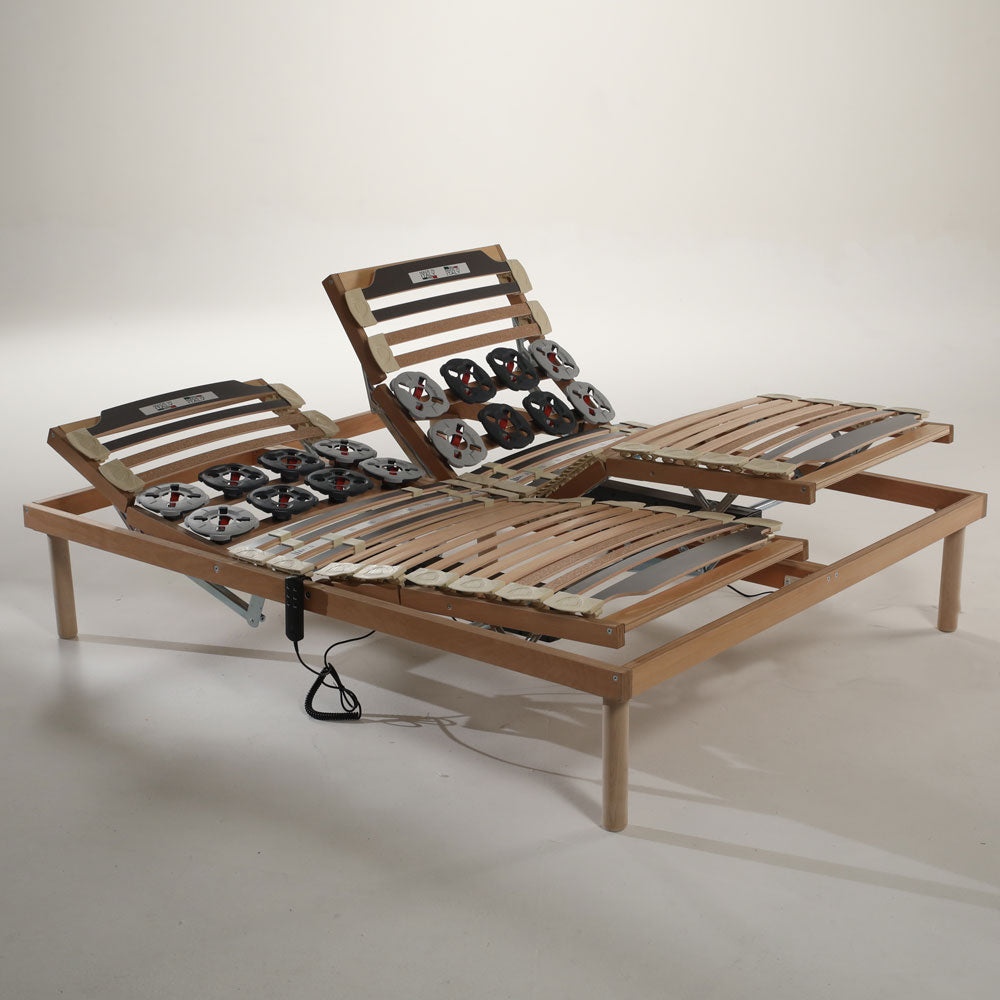 Beech wood slatted bed base with motorized movement and remote control - Superior Bed Base