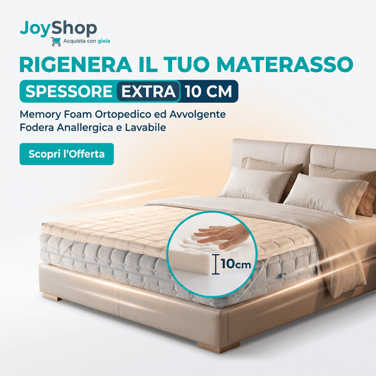 Topper Memory Foam – Correttore Anallergico, 10 cm, Sfoderabile Lavabile - JoyShop Materassi 2