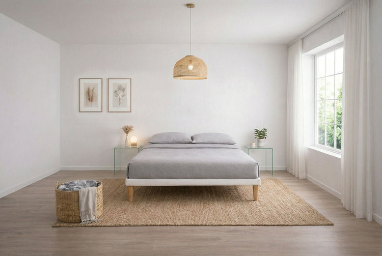 Letto con rete rivestita, testata a scelta