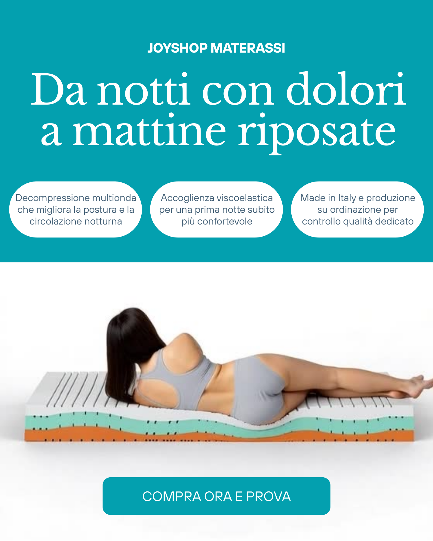 Materasso king size a molle insacchettate più Topper in memory removibile H35 cm - GIOVE