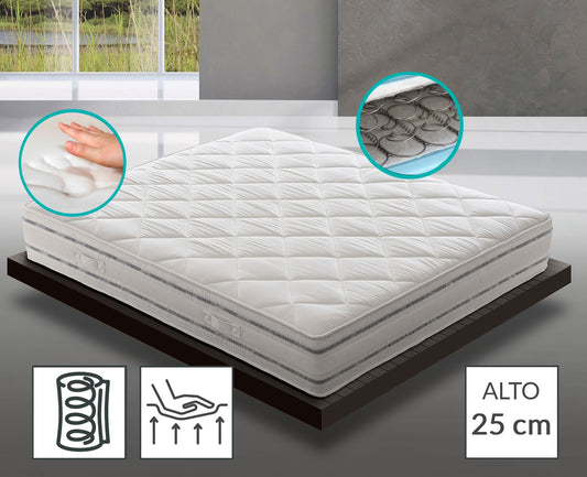 Pocket Spring Mattress + 3 cm Memory Foam Fireproof Certified Class 1 IM H25 cm