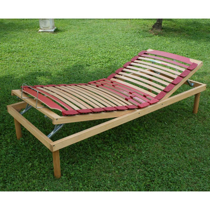 Rete letto per ogni tipo di materasso a doghe in legno con alza testa e alza piedi a movimento manuale  - Venere M