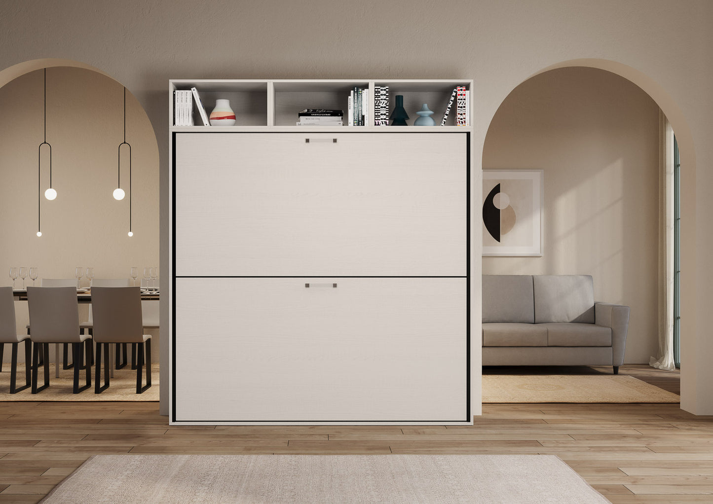 Letto Nido L Bianco Frassino chiuso frontale