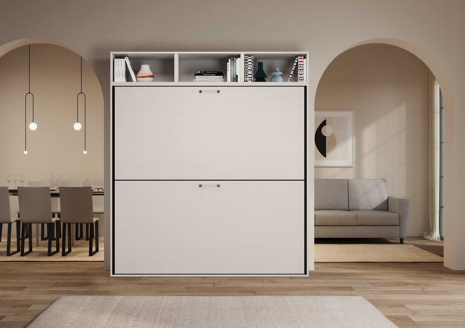 Letto Nido L Bianco Frassino chiuso frontale