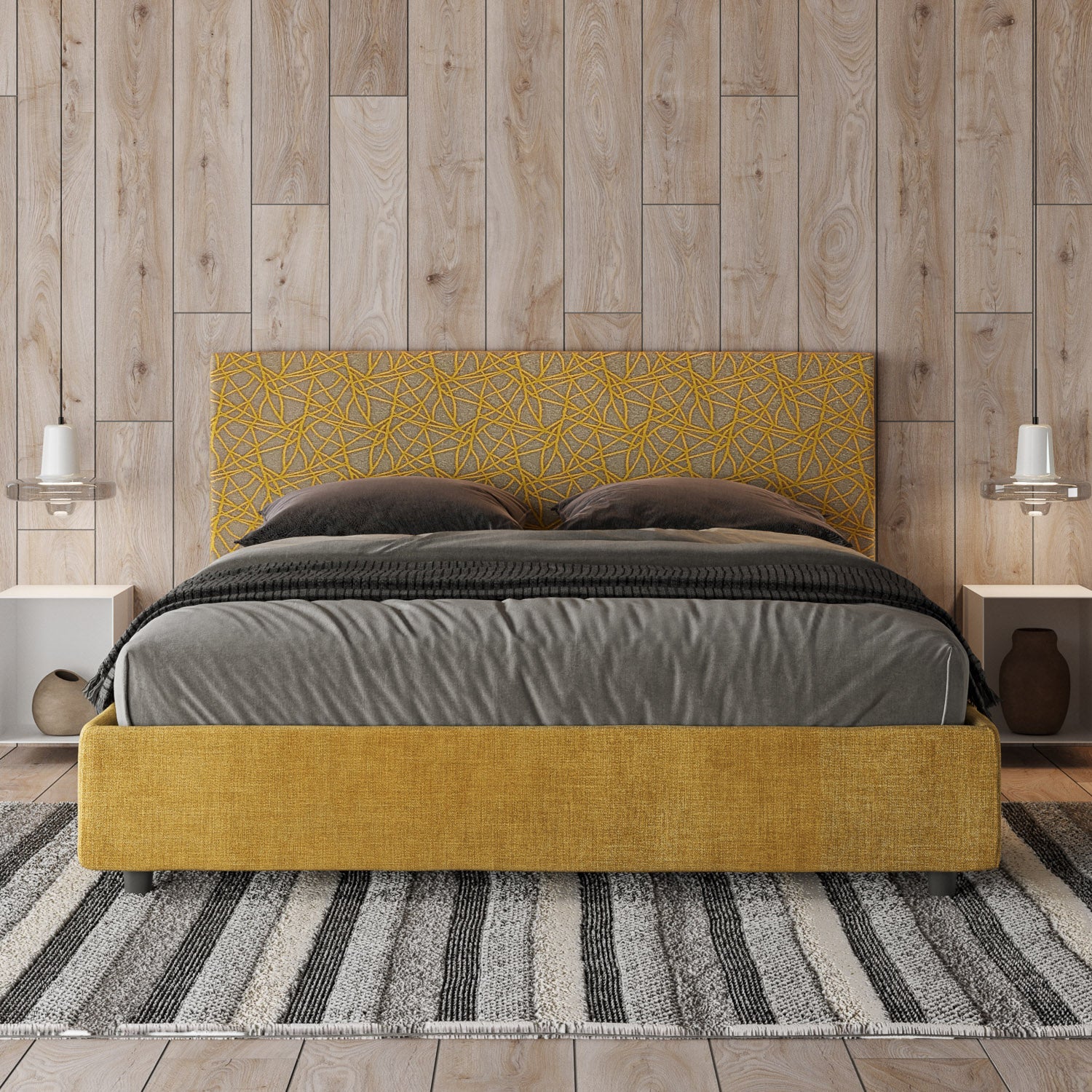 Letto Alba Giallo - vista frontale dettaglio