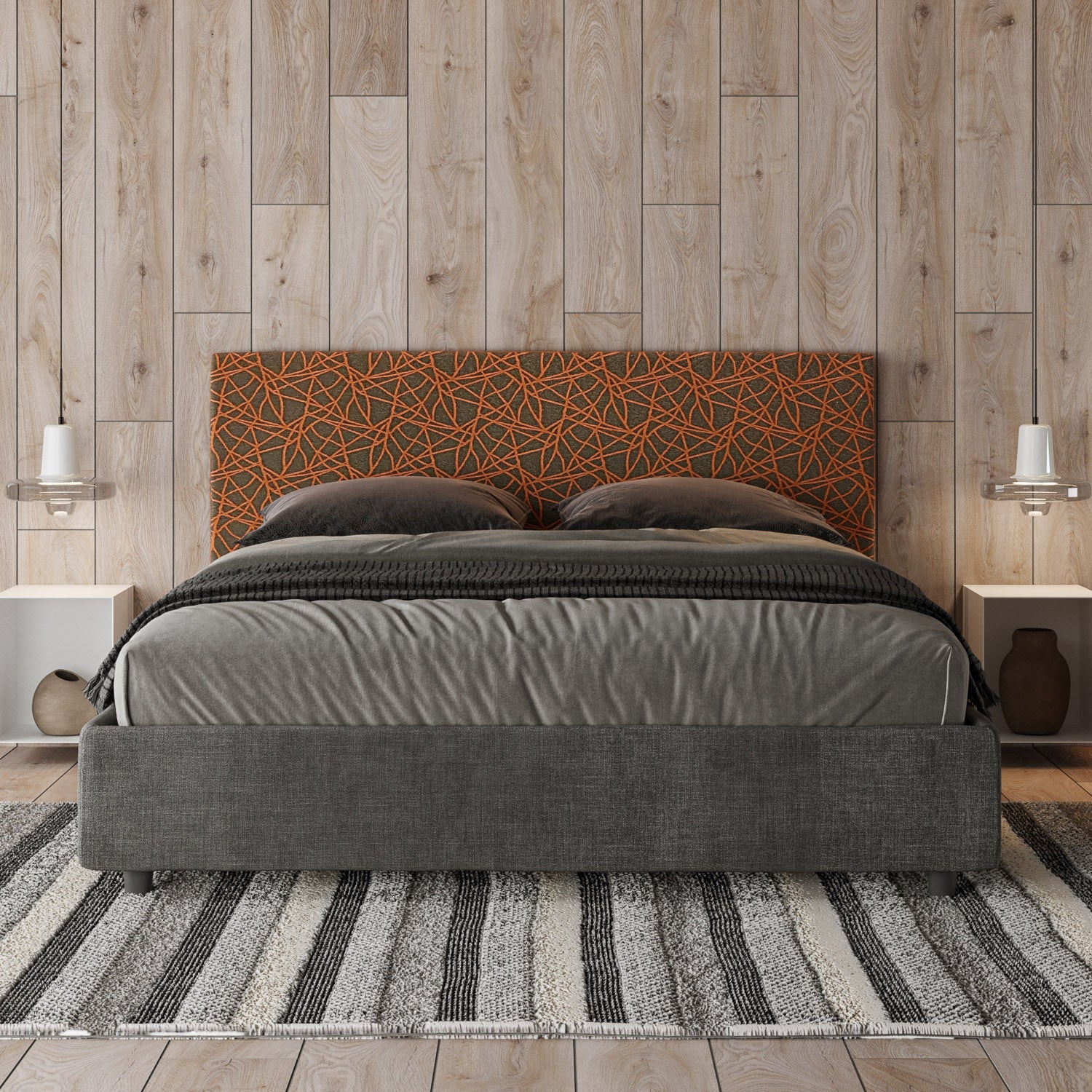 Letto Alba Arancio - vista frontale dettaglio
