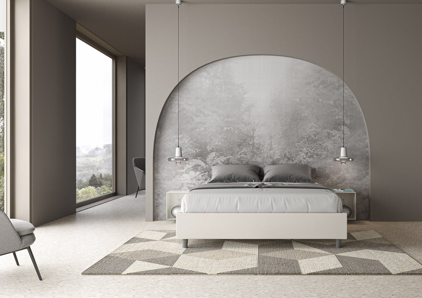 Letto sin cabecera a elección, con contenedor o con somier de lamas de similpelle blanca - JoyShop Colchones