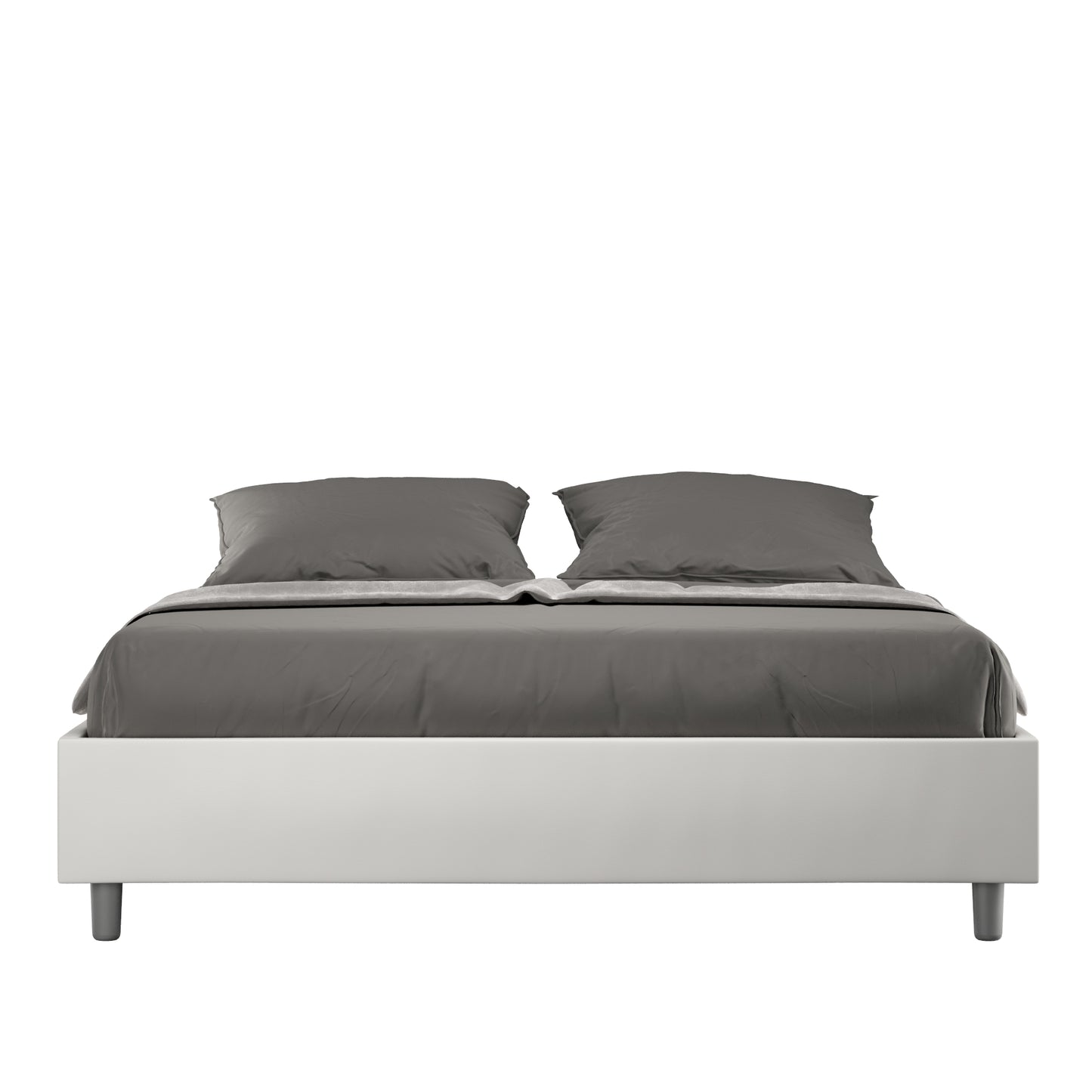 Letto sin cabecera a elección, con contenedor o con somier de lamas de similpelle blanca - JoyShop Colchones