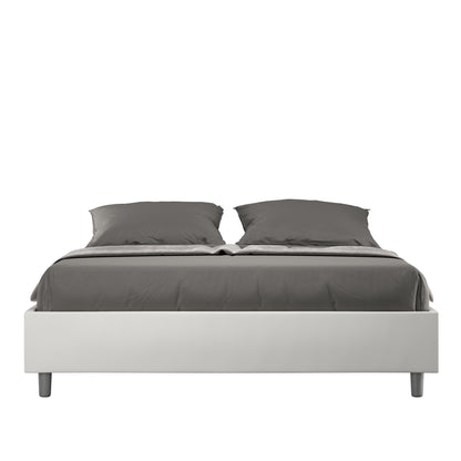 Letto sin cabecera a elección, con contenedor o con somier de lamas de similpelle blanca - JoyShop Colchones
