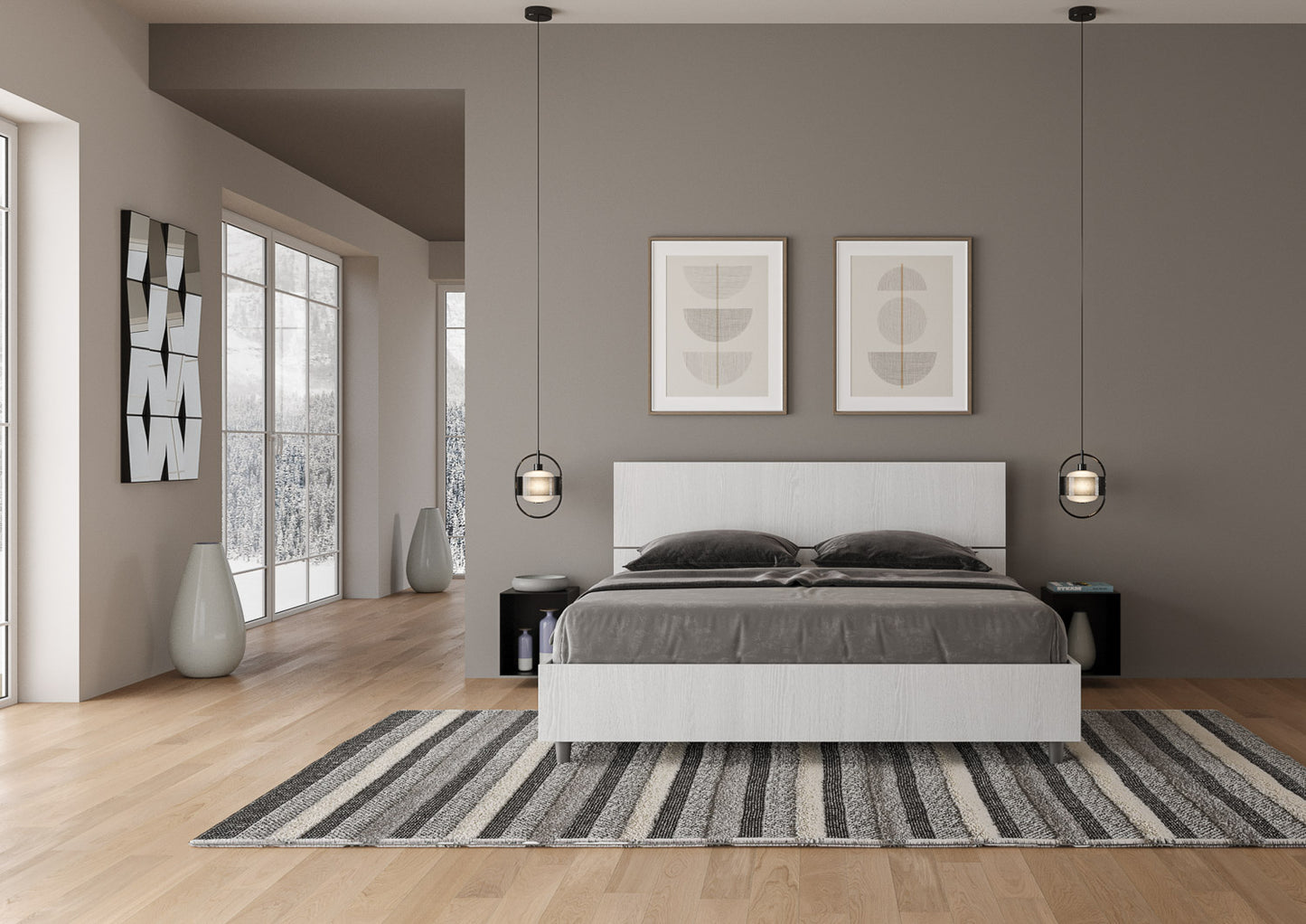 Letto Dama Bianco Frassino testata Inclinata - ambientato