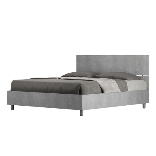Letto Dama Cemento testata Dritta - vista laterale sfondo bianco