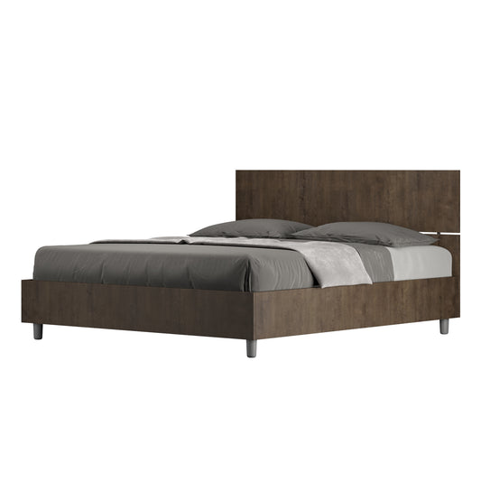Letto Dama Noce testata Dritta - vista laterale sfondo bianco