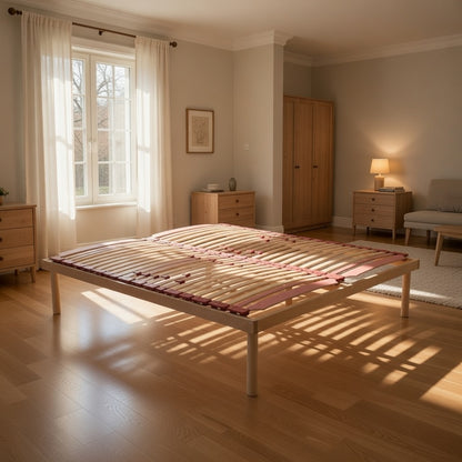 Sommier à lattes universel en bois, modèle fixe avec régulateurs de fermeté et amortisseurs, hauteur 40 cm - Venere
