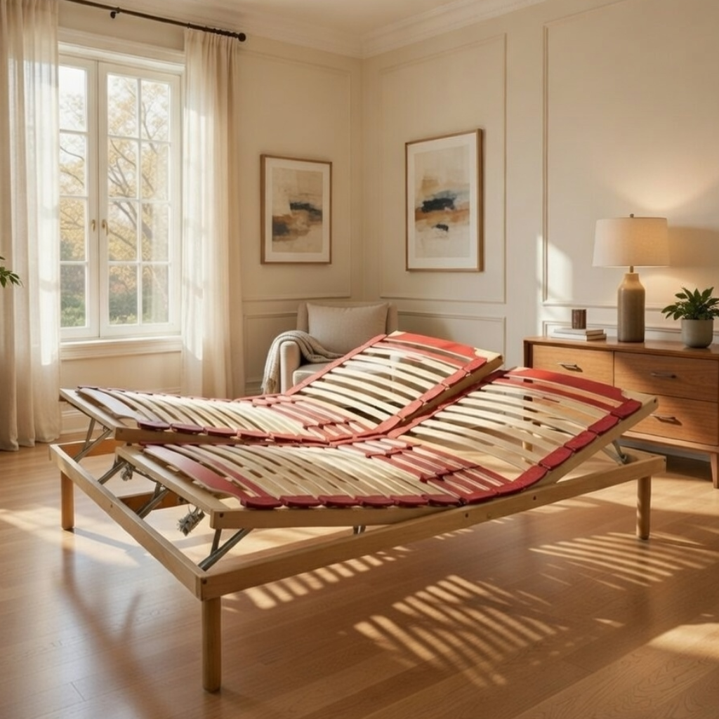 Wooden slatted bed base for any type of mattress with manual head and foot lift - Venere M