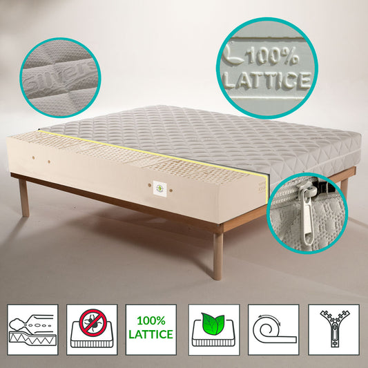 100% latex mattress with 7 differentiated zones and 22 cm high hypoallergenic fabric - JUPITER