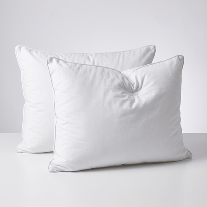 Coppia Cuscini in piuma d'oca e piumino soffici con cover in cotone alti 15 cm - JoyShop Materassi