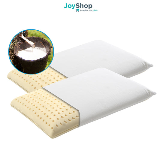 Pair of natural latex pillows with removable cotton covers - NATURE H12